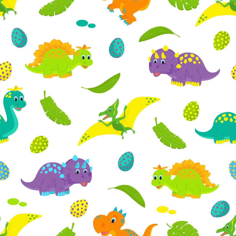 Background with colorful dinosaurs cubs. vector