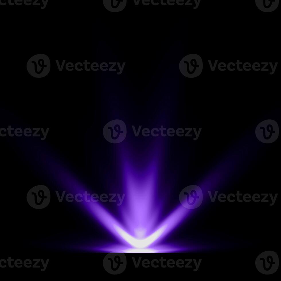 abstract light purple spotlight warm ray light effect overlay realistic falling snowflakes pattern on black. photo