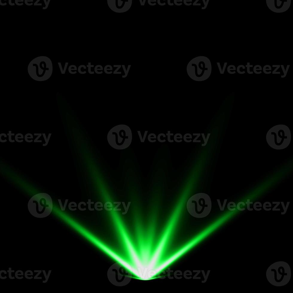 abstract light green spotlight warm ray light effect overlay realistic falling snowflakes pattern on black. photo