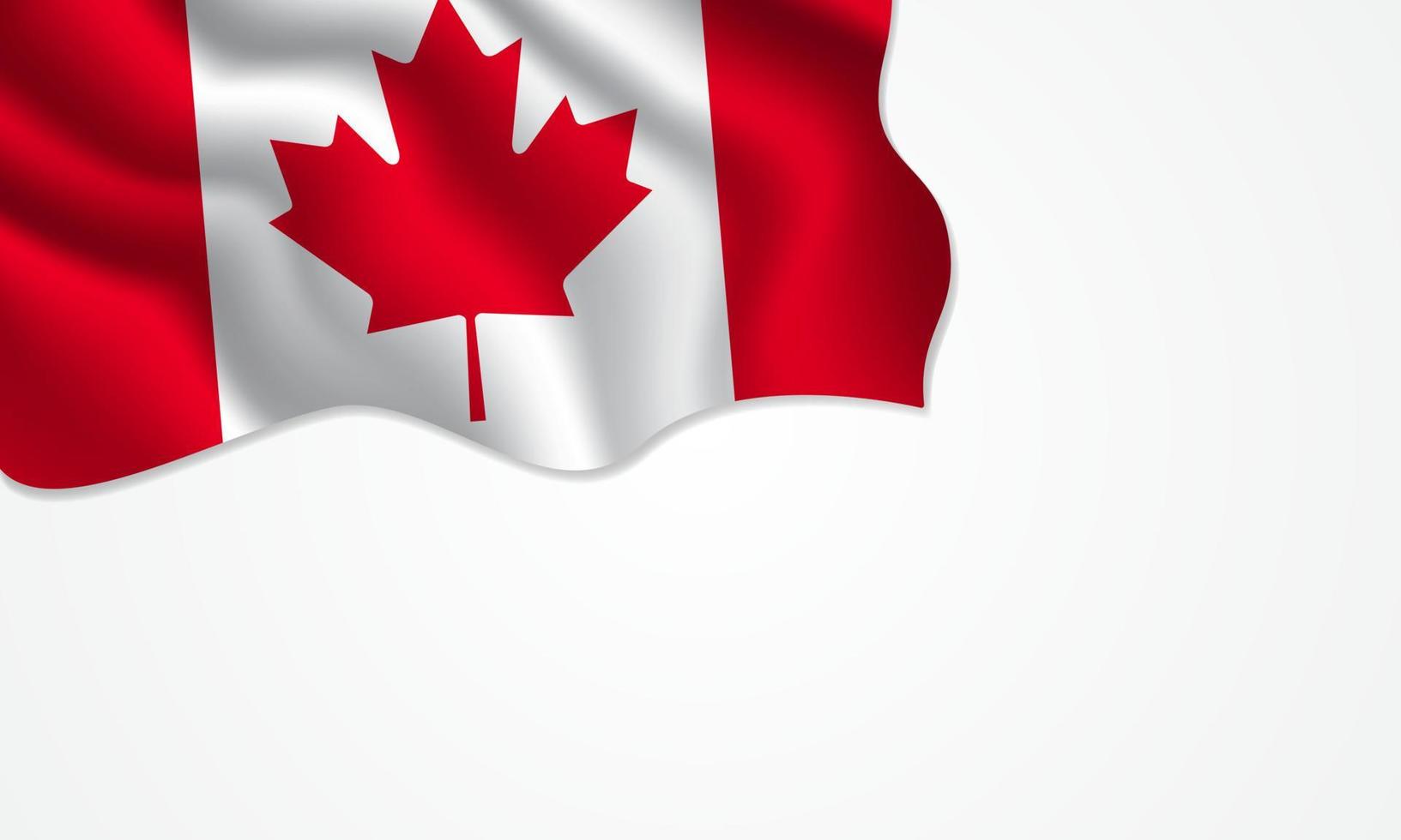 Canada flag waving illustration with copy space on isolated background vector