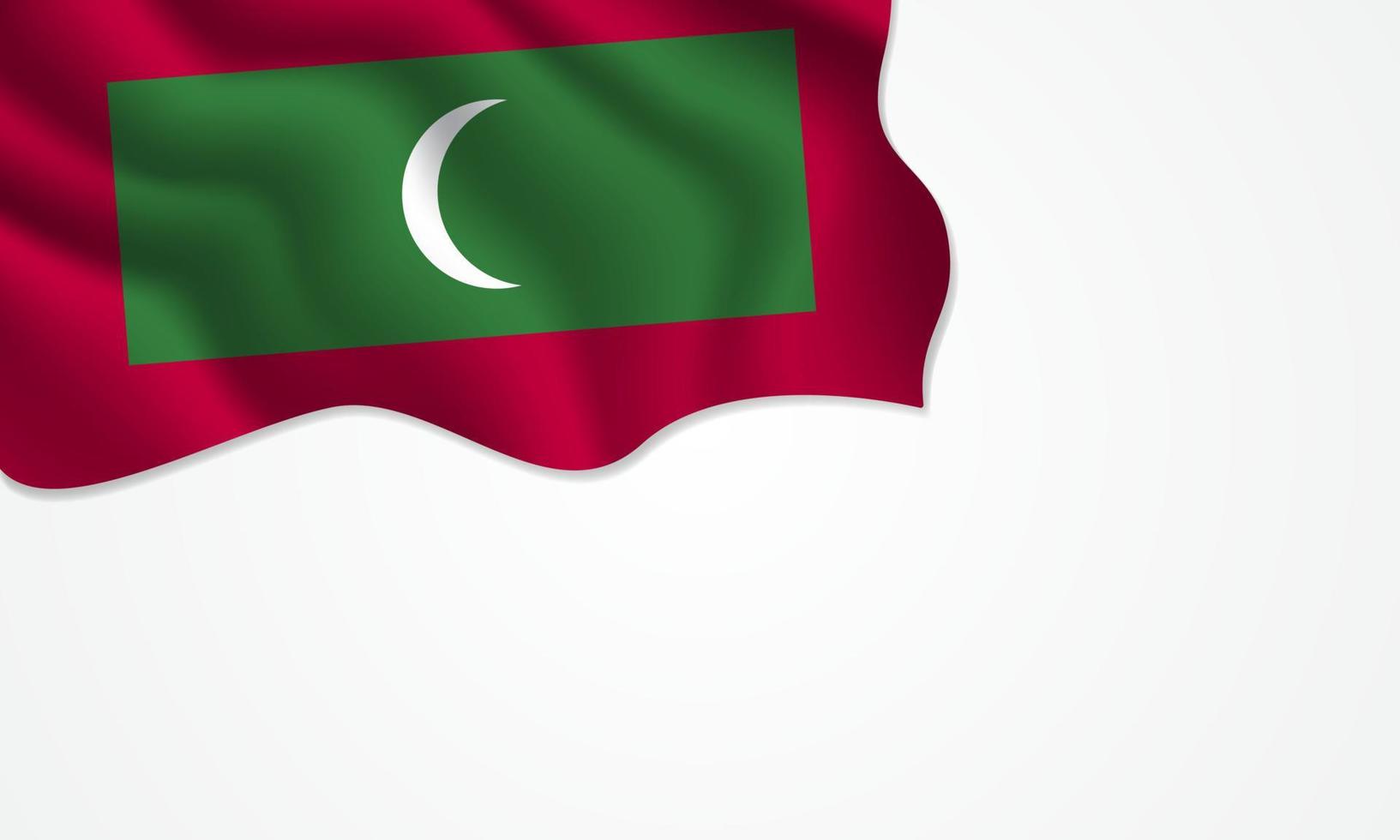 Maldives flag waving illustration with copy space on isolated background vector