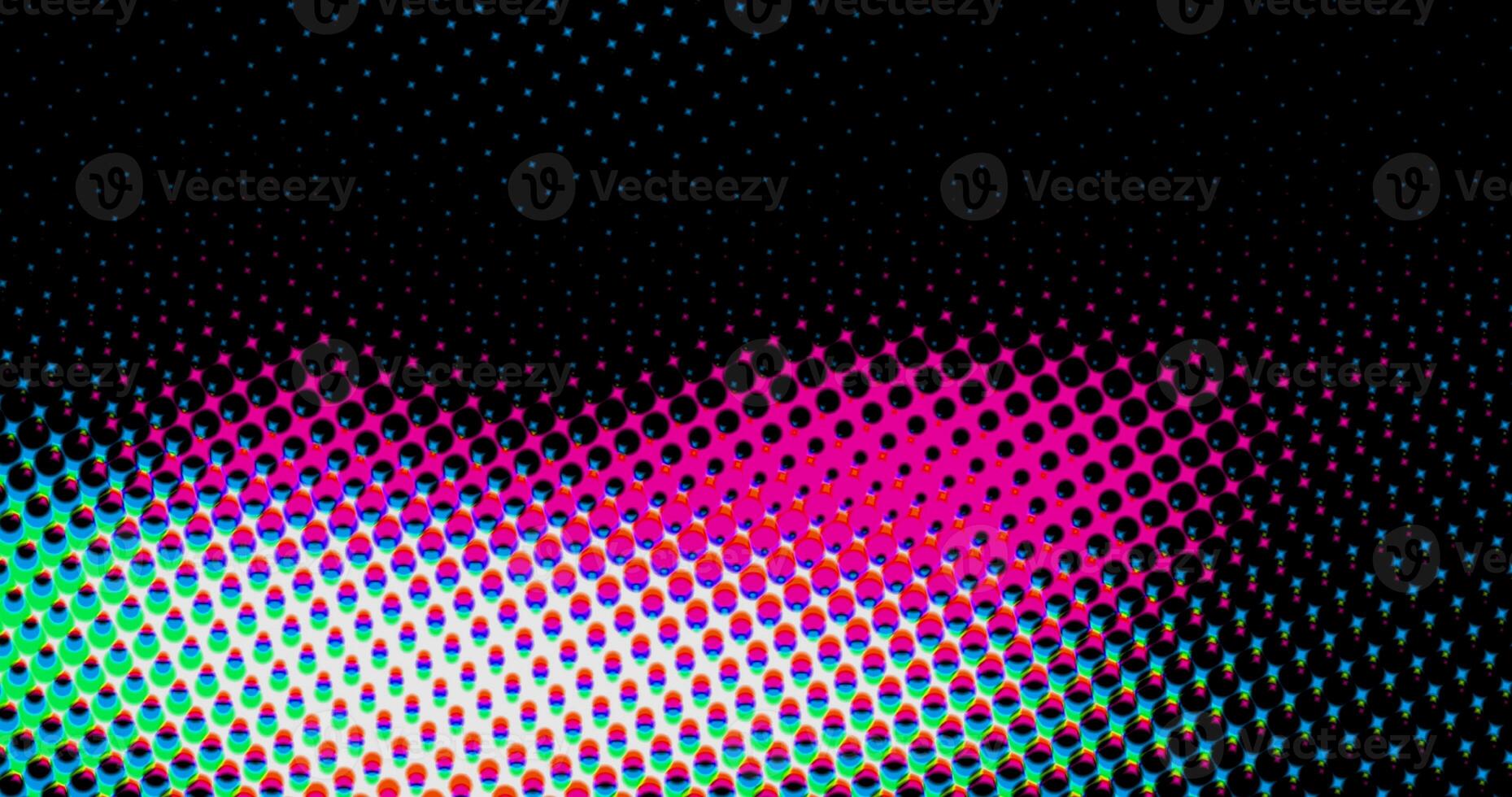 abstract light pink and blue dots grid halftone wave futuristic twisted pattern with circle minimalism geometry texture on black. photo