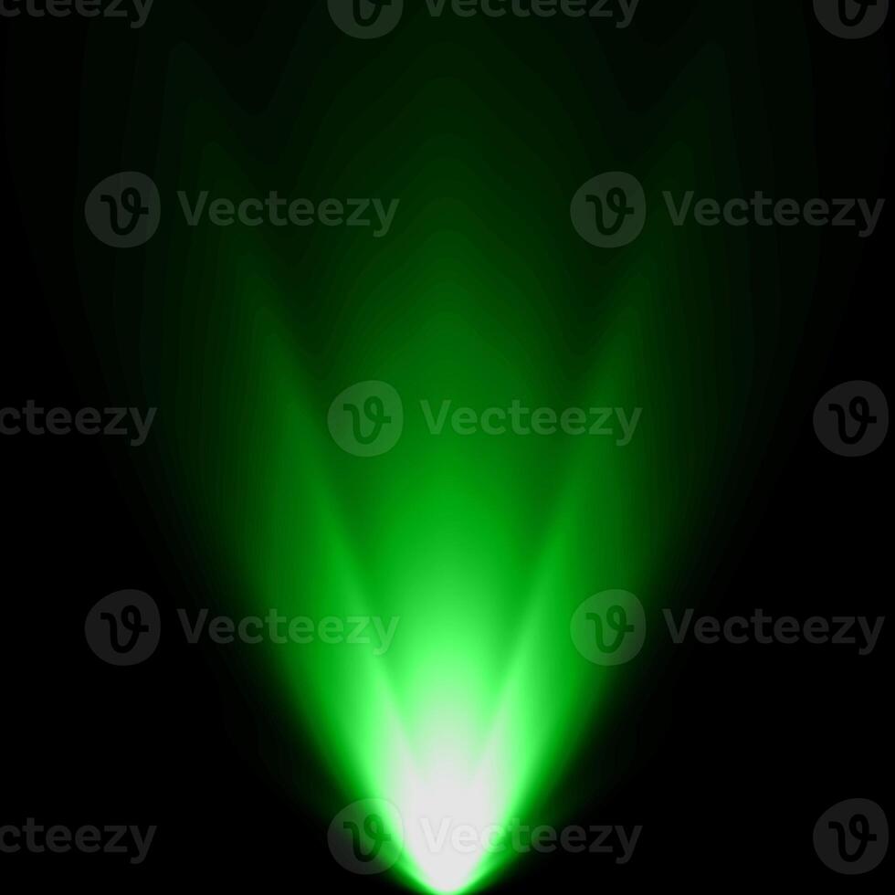 abstract light green spotlight warm ray light effect overlay realistic falling snowflakes pattern on black. photo