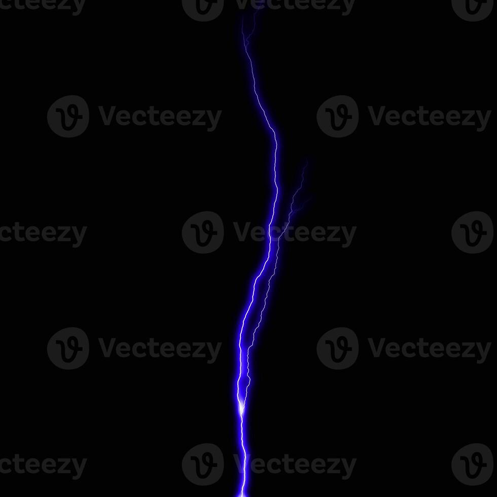 abstract dark blue lighting natural thunder realistic magic overlay bright glowing effect on black. photo