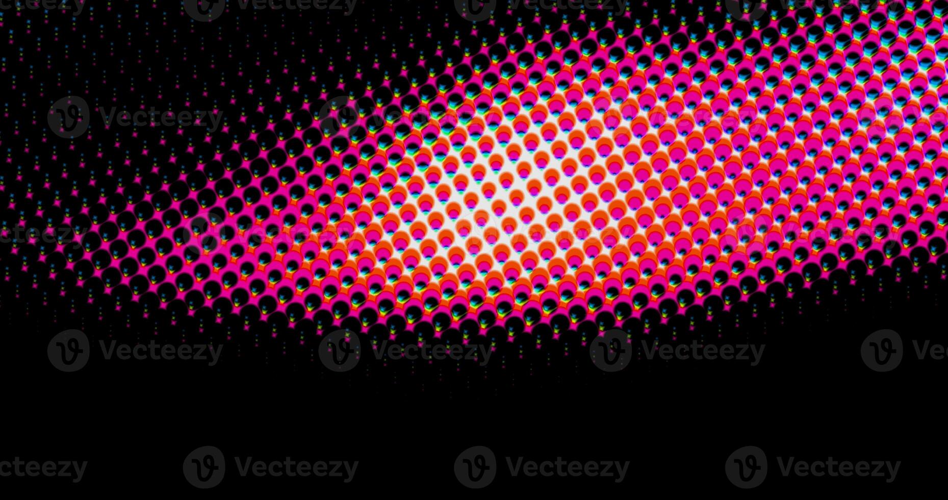 abstract light pink and blue dots grid halftone wave futuristic twisted pattern with circle minimalism geometry texture on black. photo