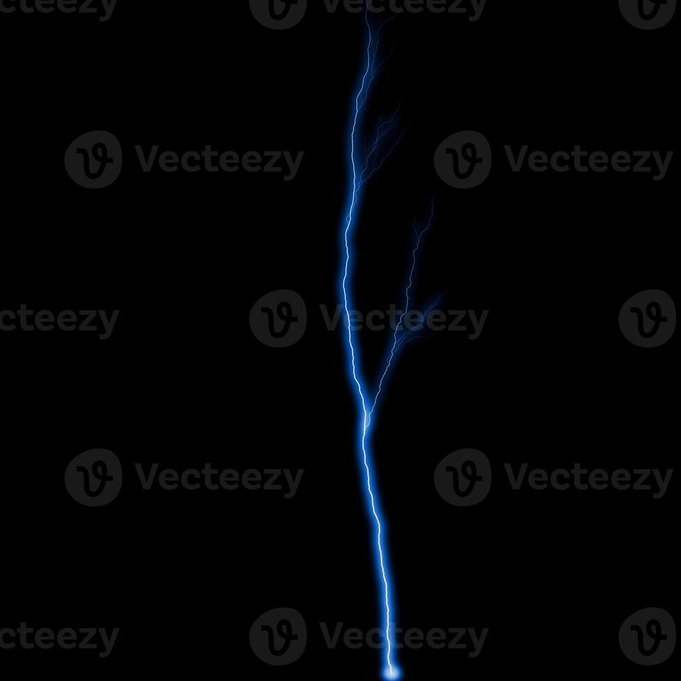 abstract light blue lighting natural thunder realistic magic overlay bright glowing effect on black. photo