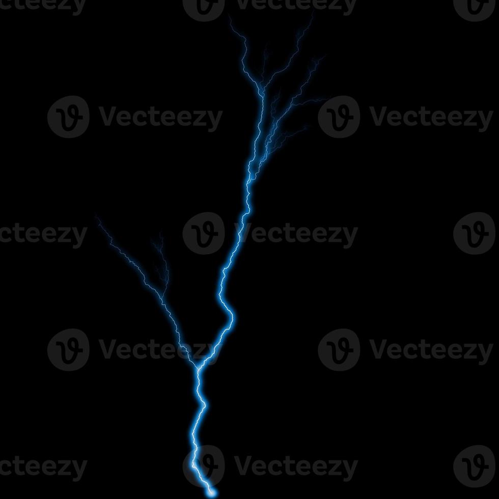 abstract light blue lighting natural thunder realistic magic overlay bright glowing effect on black. photo