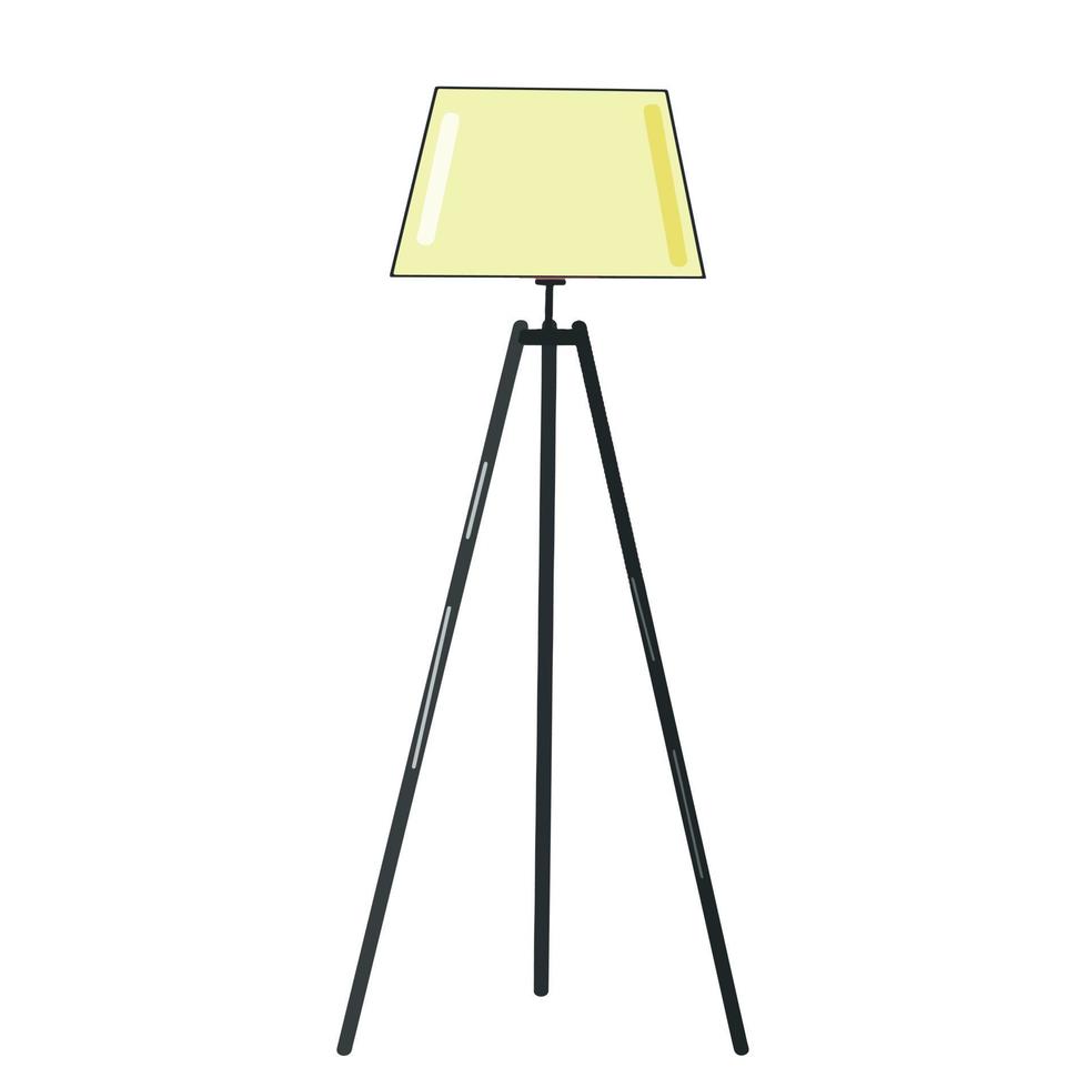 floor lamp with a yellow abozhur hand-drawn on a white background vector