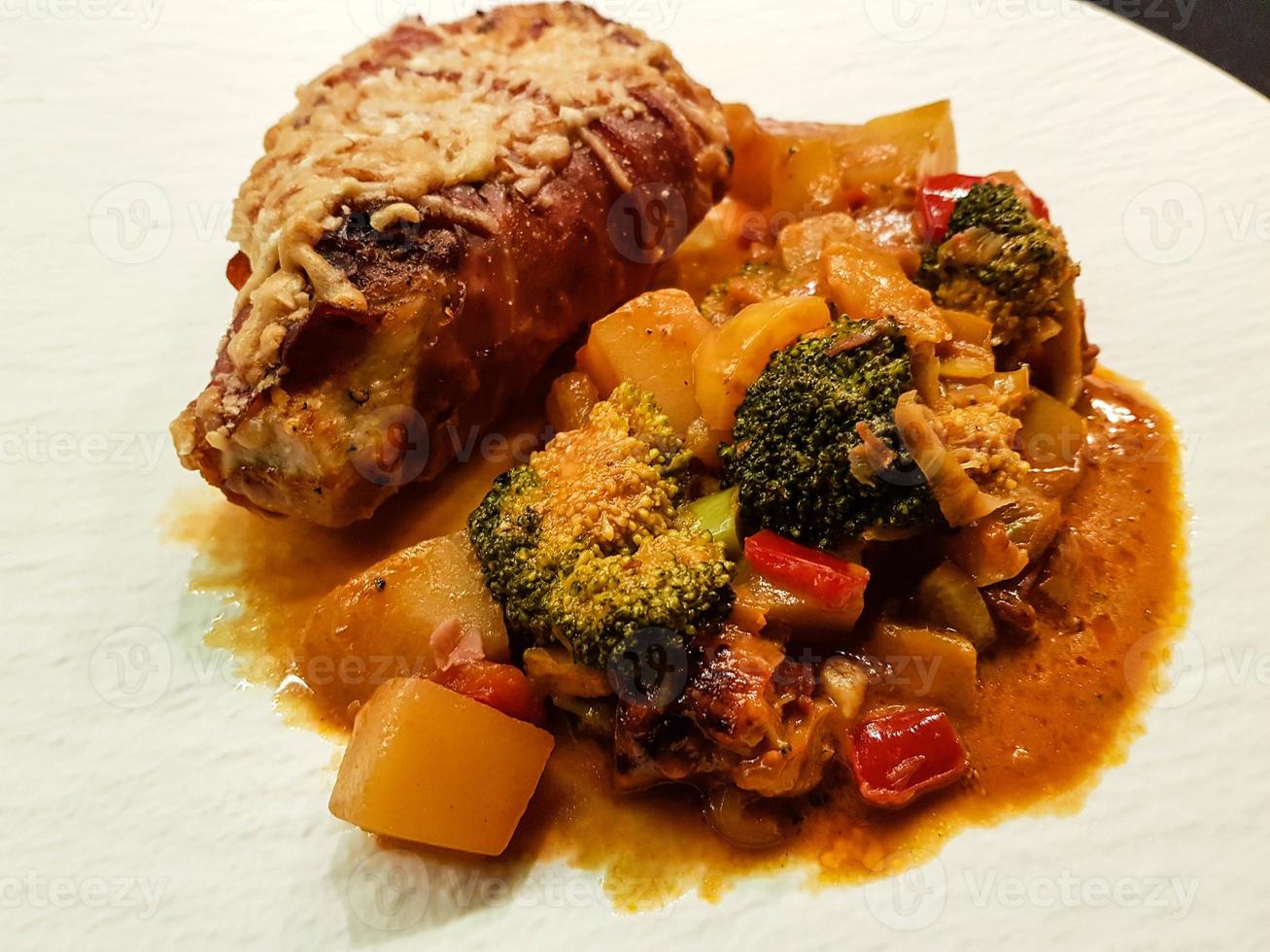 Roasted chicken breast fillet with herbs and spices photo