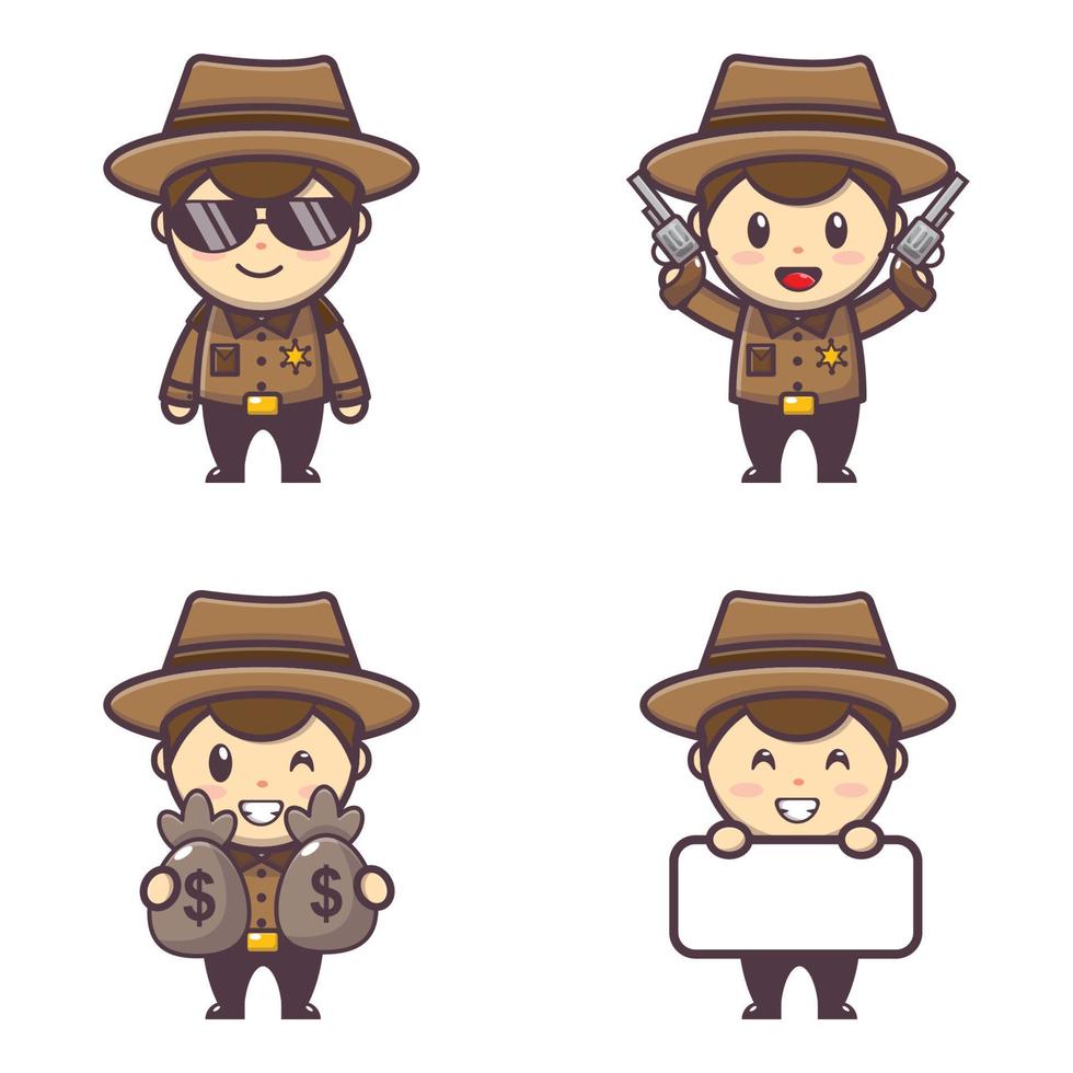 cute sheriff cartoon mascot character illustration vector