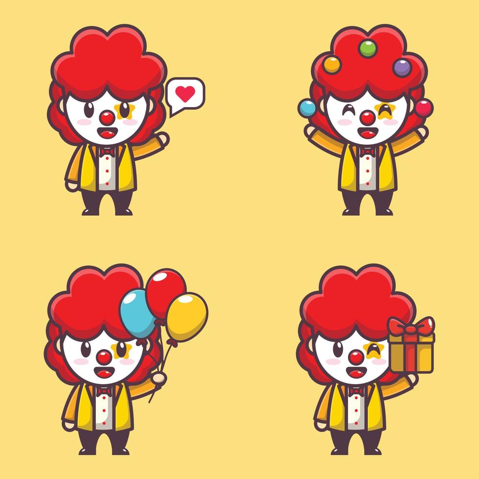 cute clown cartoon mascot character illustration vector