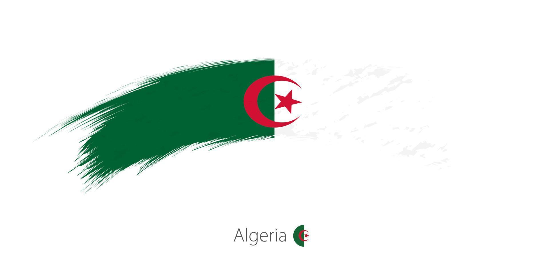 Flag of Algeria in rounded grunge brush stroke. vector