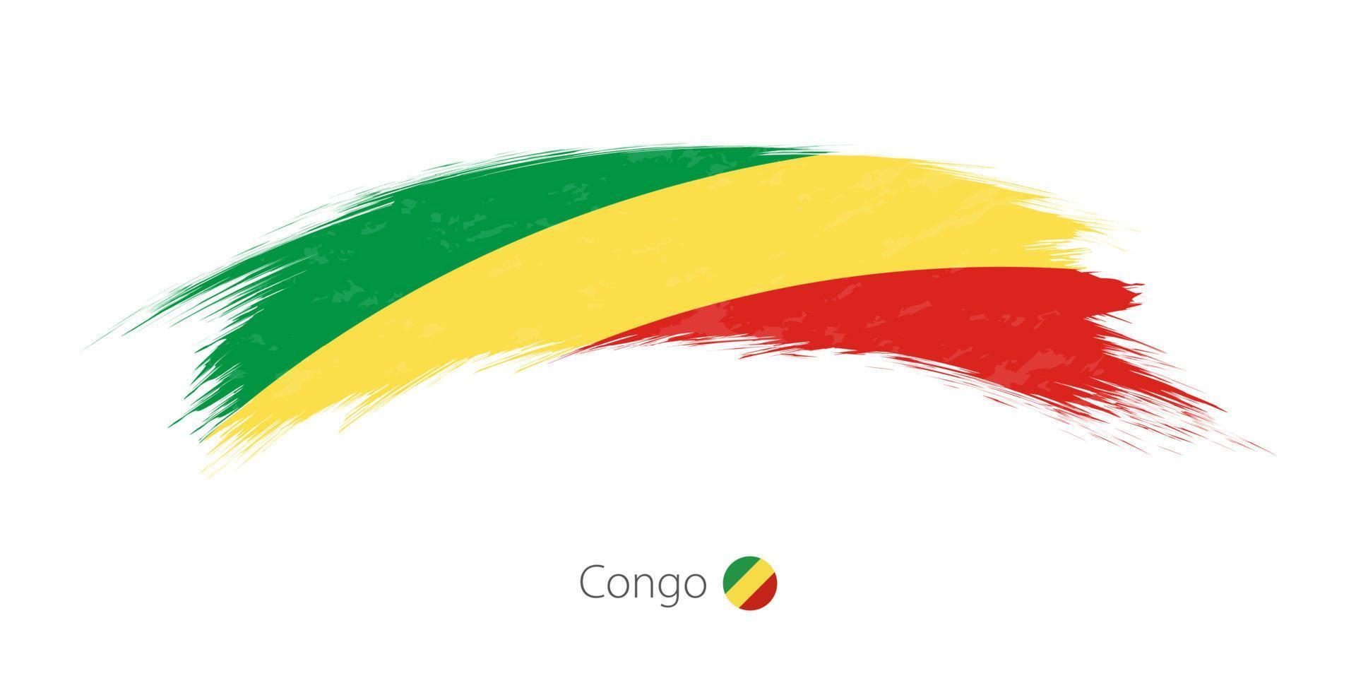 Flag of Congo in rounded grunge brush stroke. vector
