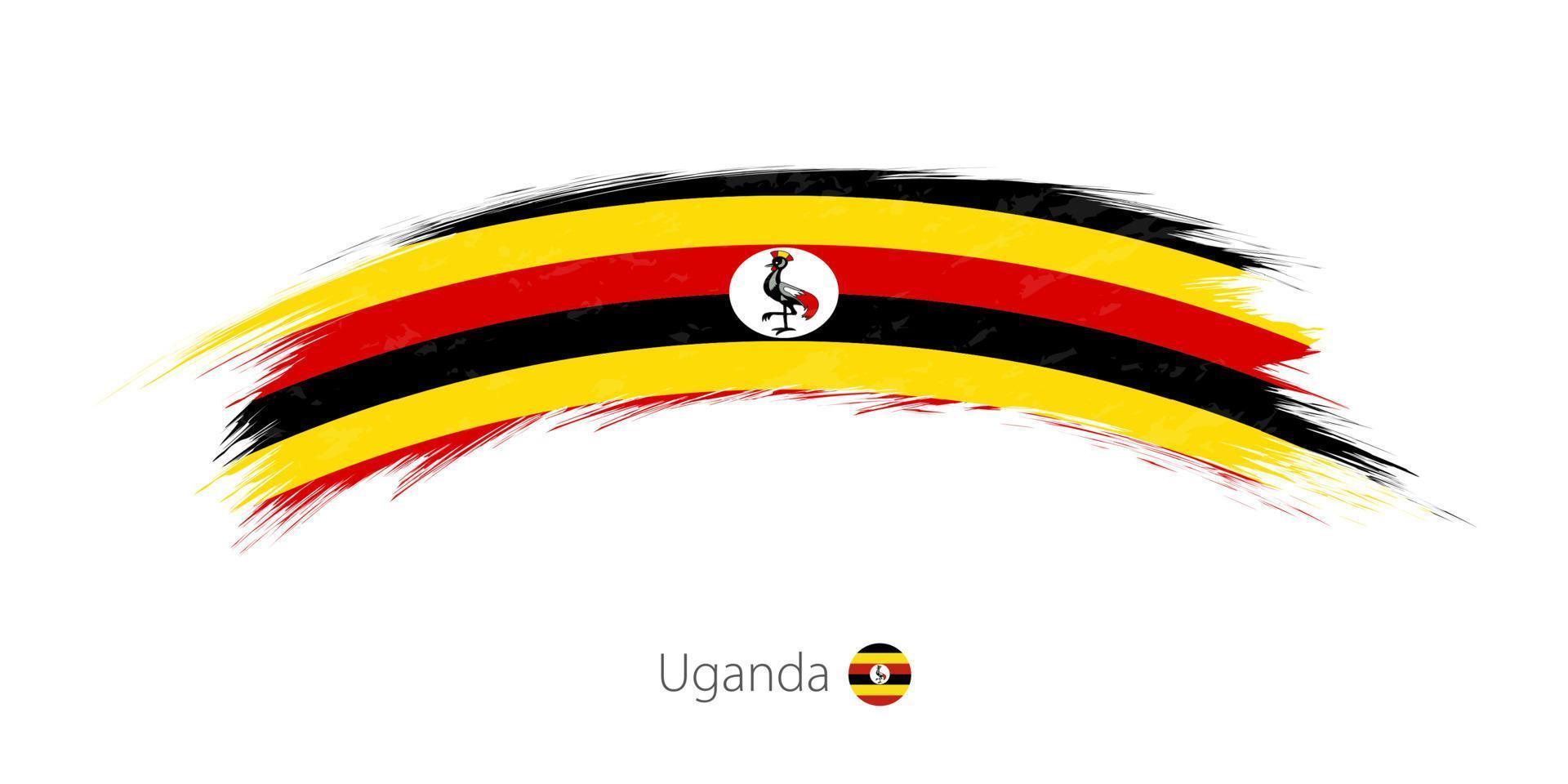 Flag of Uganda in rounded grunge brush stroke. vector