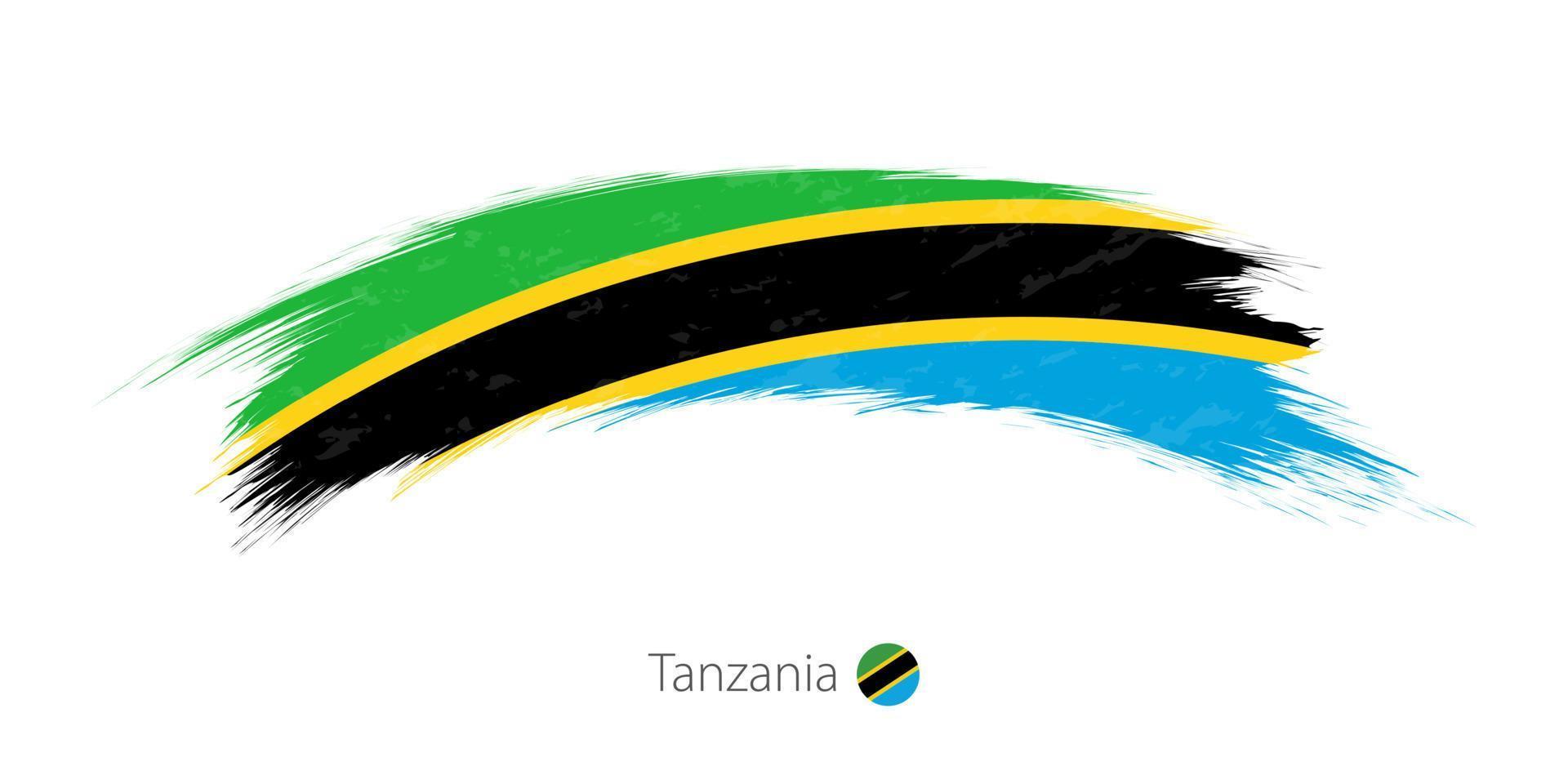 Flag of Tanzania in rounded grunge brush stroke. vector
