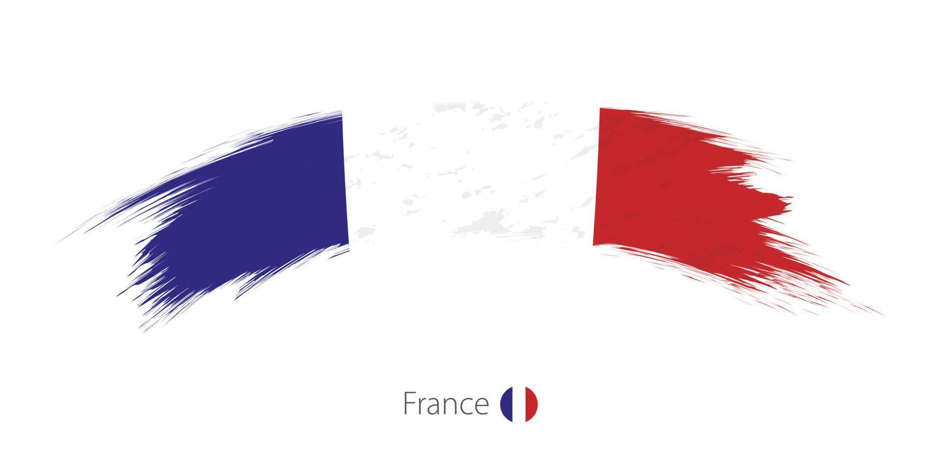 bandera de francia en trazo de pincel grunge redondeado. vector