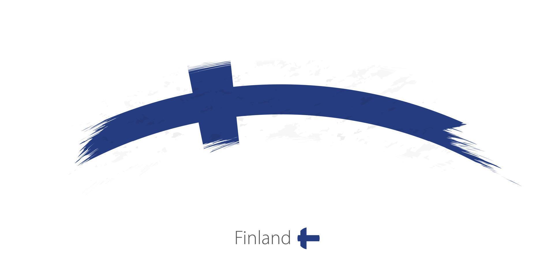 Flag of Finland in rounded grunge brush stroke. vector