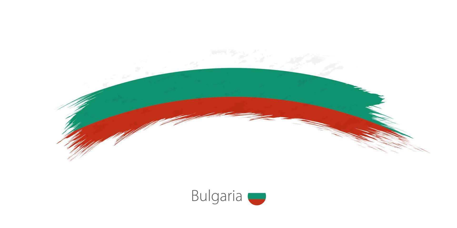 Flag of Bulgaria in rounded grunge brush stroke. vector