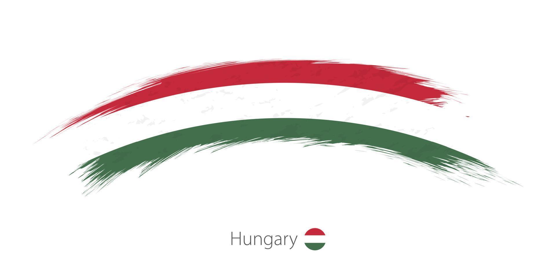 Flag of Hungary in rounded grunge brush stroke. vector