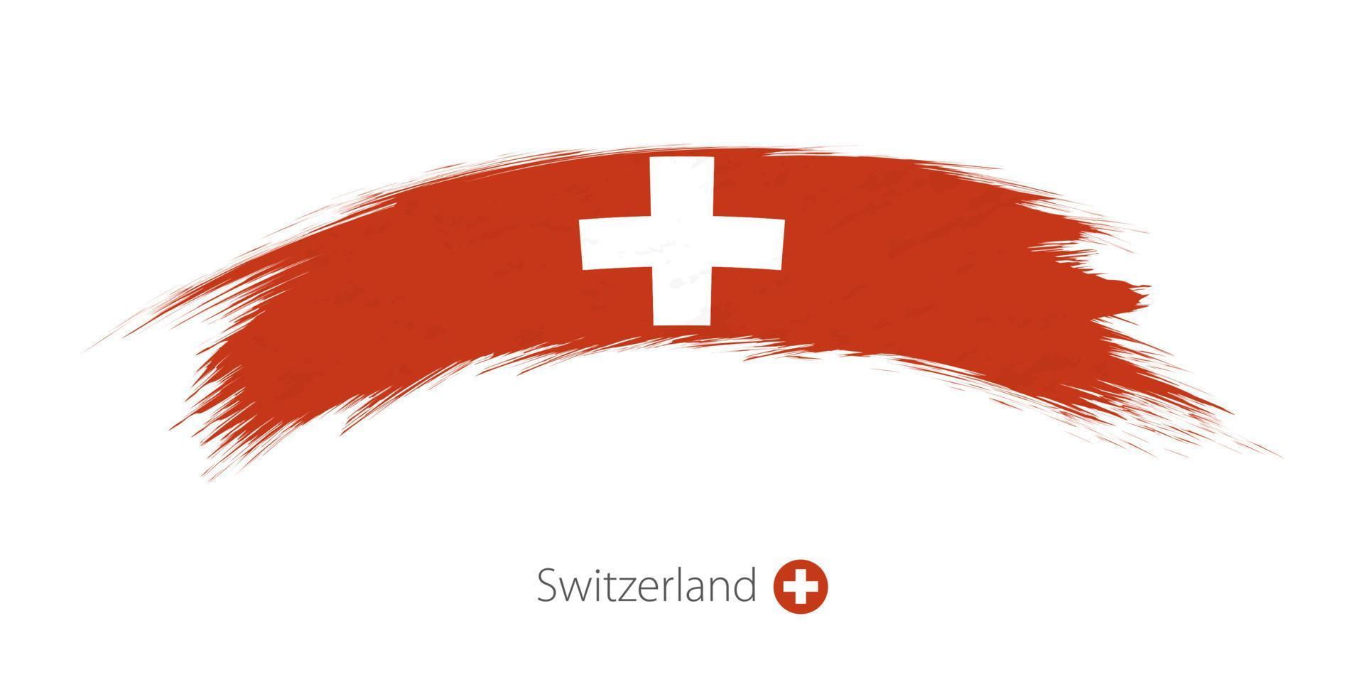 Flag of Switzerland in rounded grunge brush stroke. vector