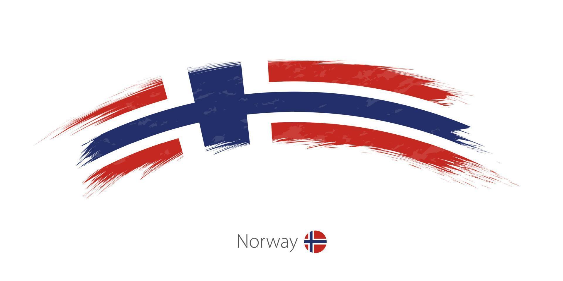 bandera de noruega en un trazo de pincel redondeado. vector