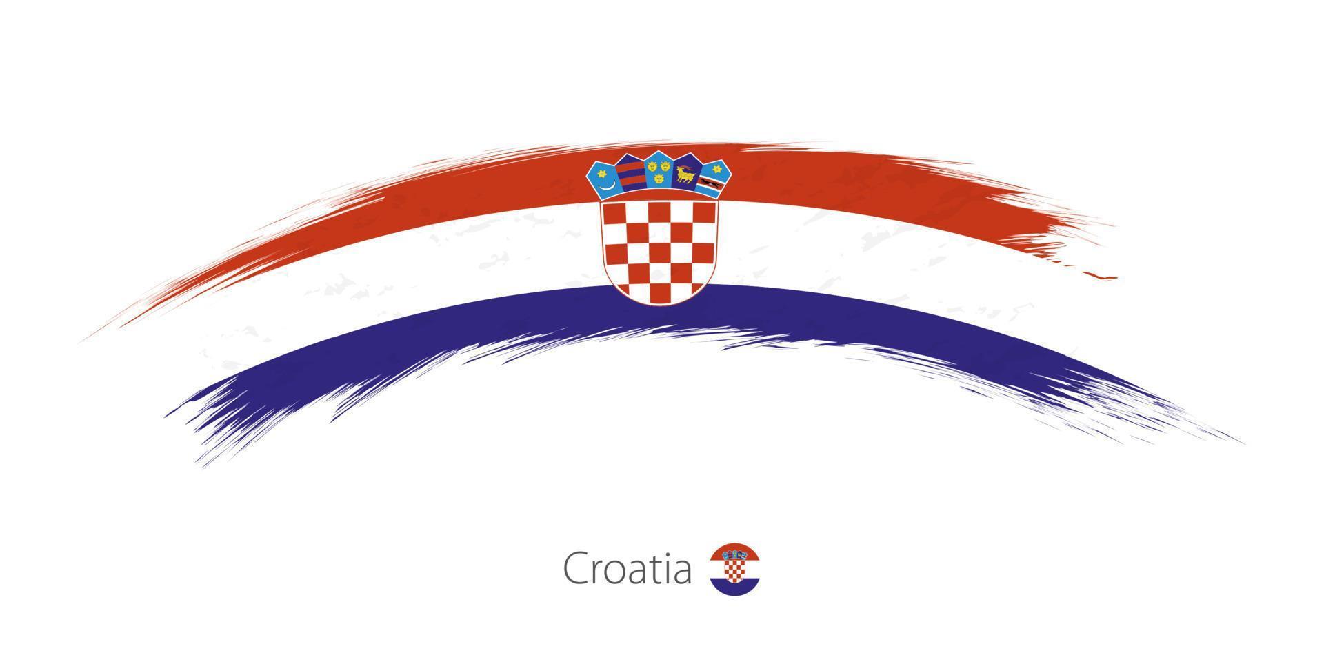 Flag of Croatia in rounded grunge brush stroke. vector