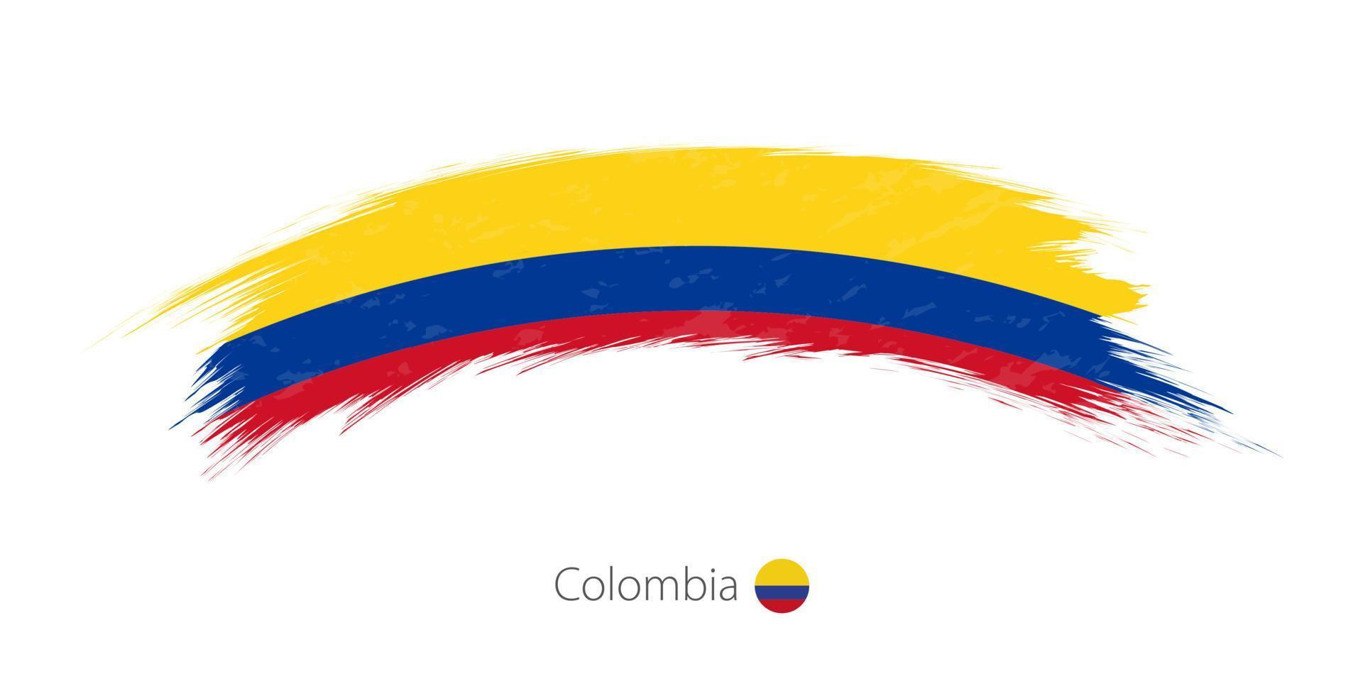 bandera de colombia en un trazo de pincel redondeado. vector