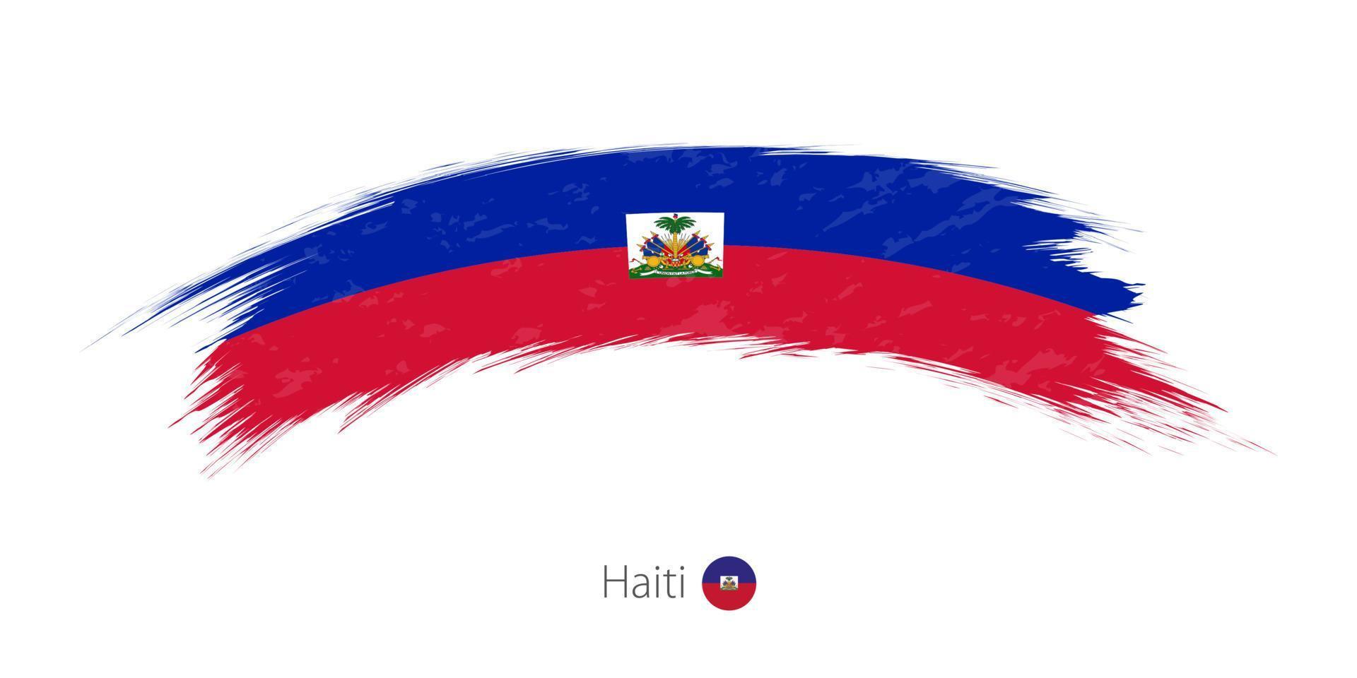 Flag of Haiti in rounded grunge brush stroke. vector