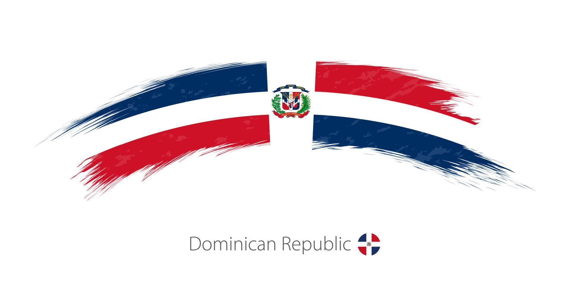 Flag of Dominican Republic in rounded grunge brush stroke. vector