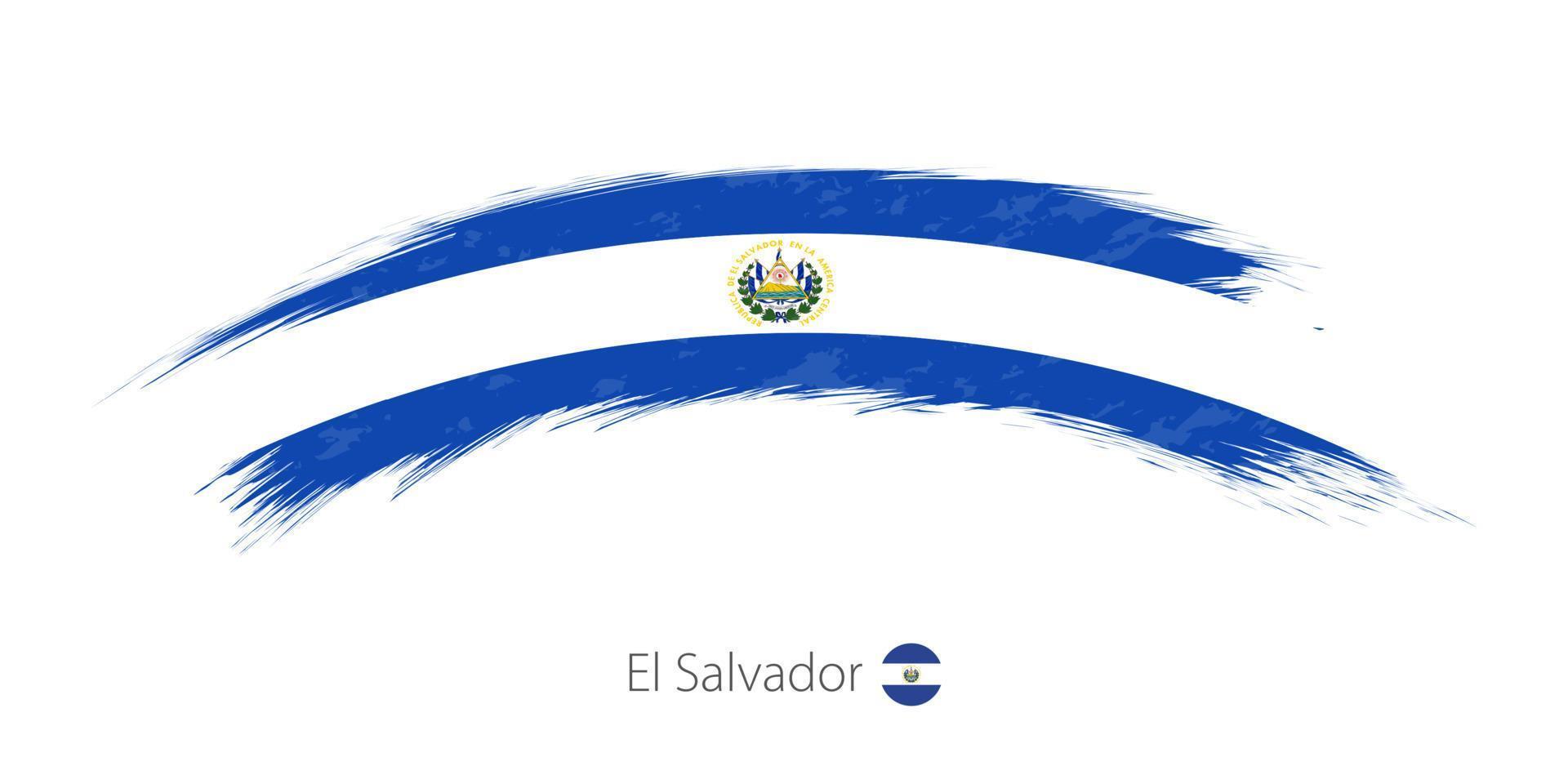 Flag of El Salvador in rounded grunge brush stroke. vector