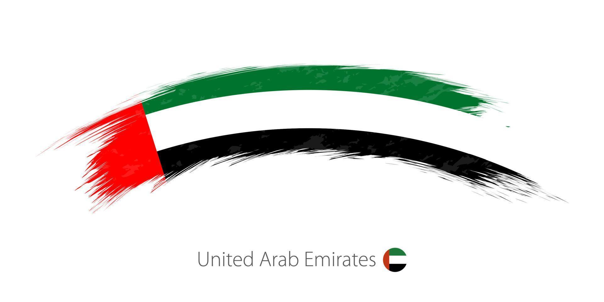Flag of United Arab Emirates in rounded grunge brush stroke. vector