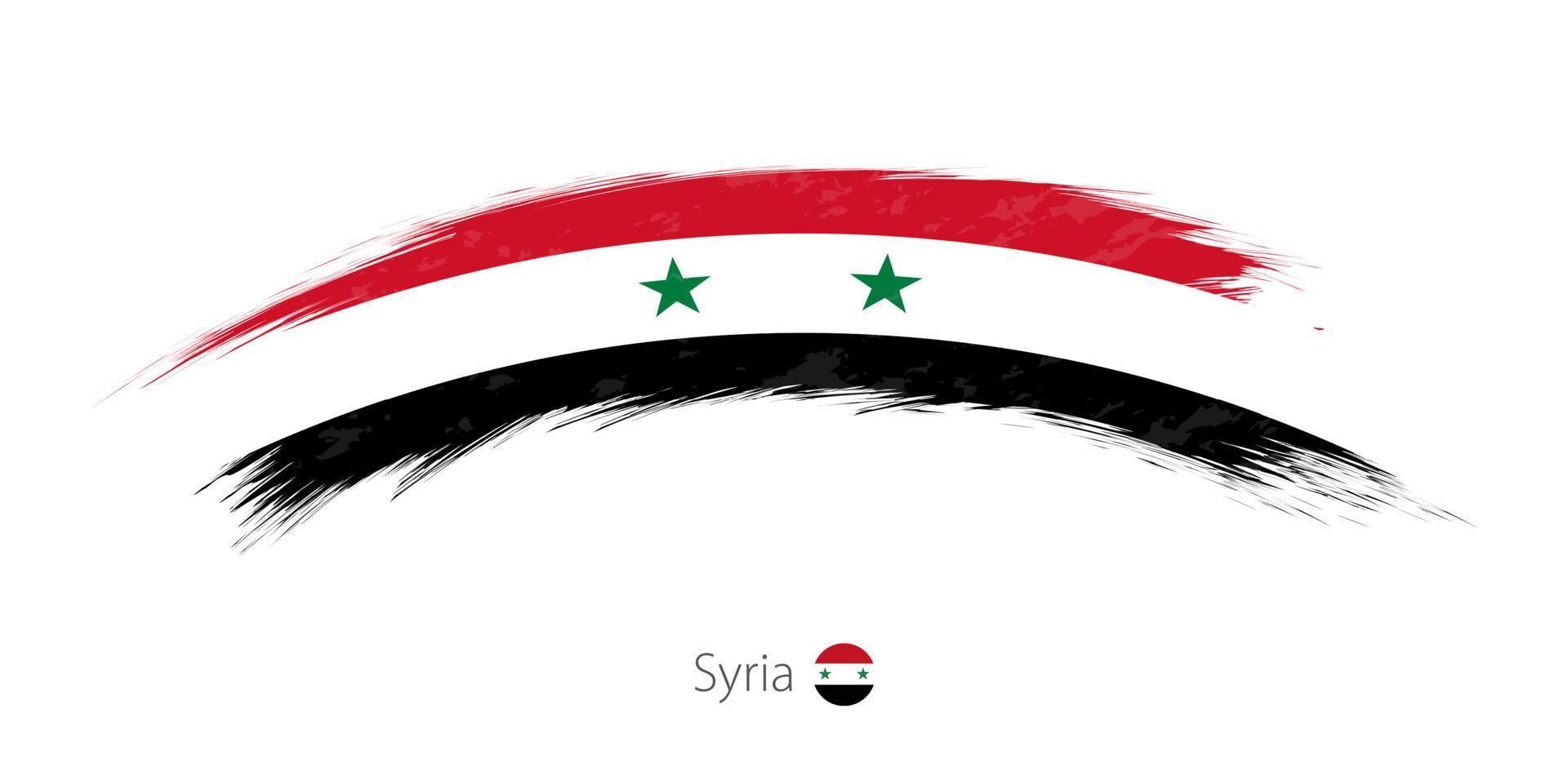 Flag of Syria in rounded grunge brush stroke. vector