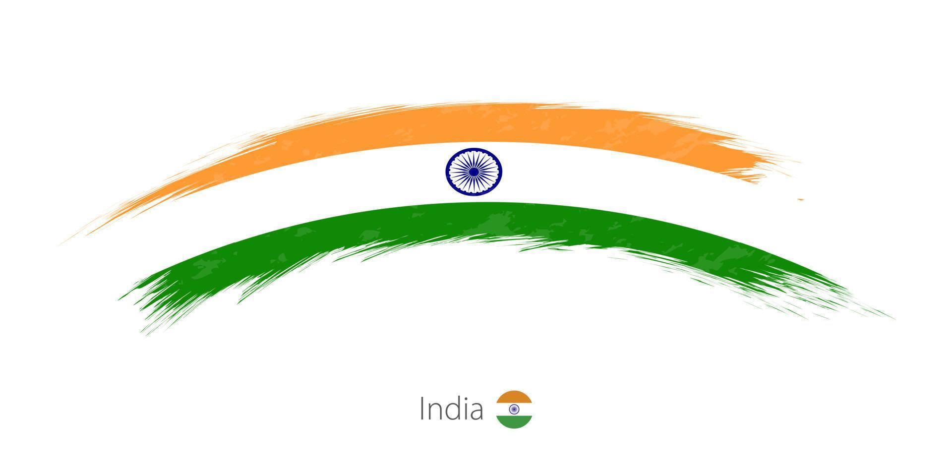 bandera de la india en un trazo de pincel redondeado. vector
