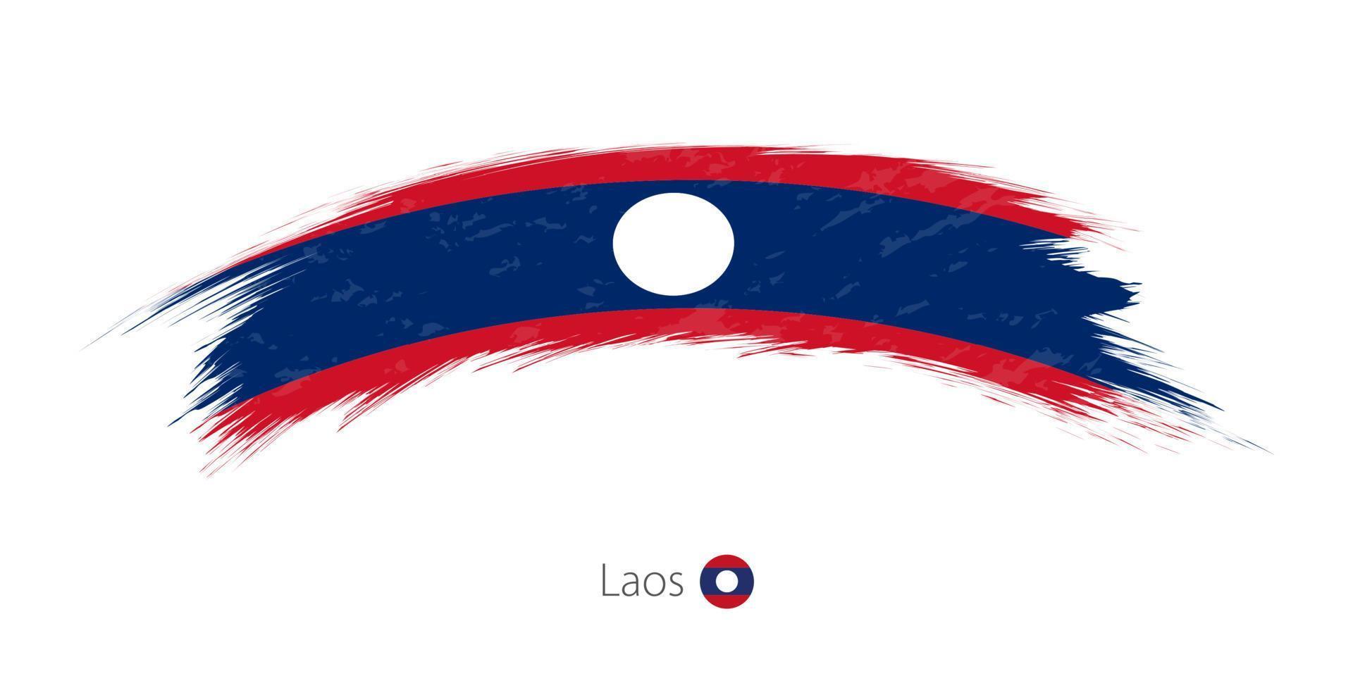 Flag of Laos in rounded grunge brush stroke. vector