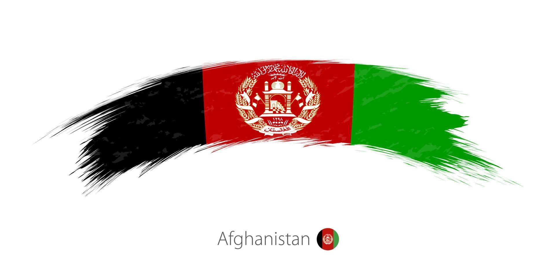 Flag of Afghanistan in rounded grunge brush stroke. vector