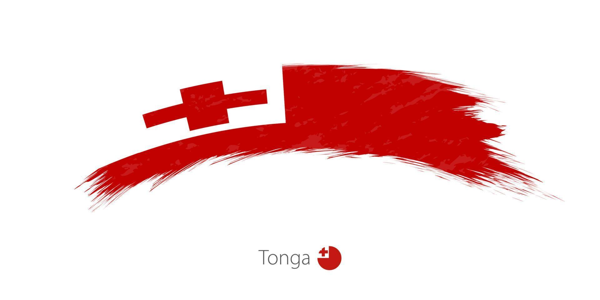 bandera de tonga en trazo de pincel grunge redondeado. vector