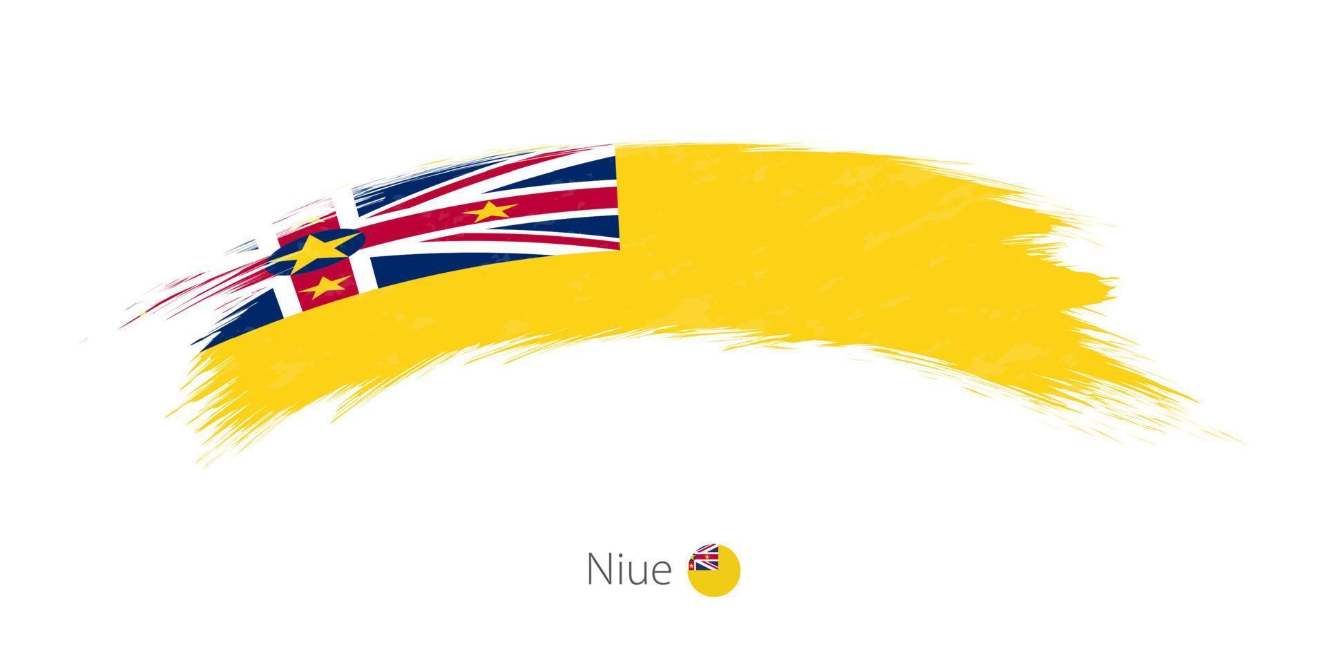 Flag of Niue in rounded grunge brush stroke. vector