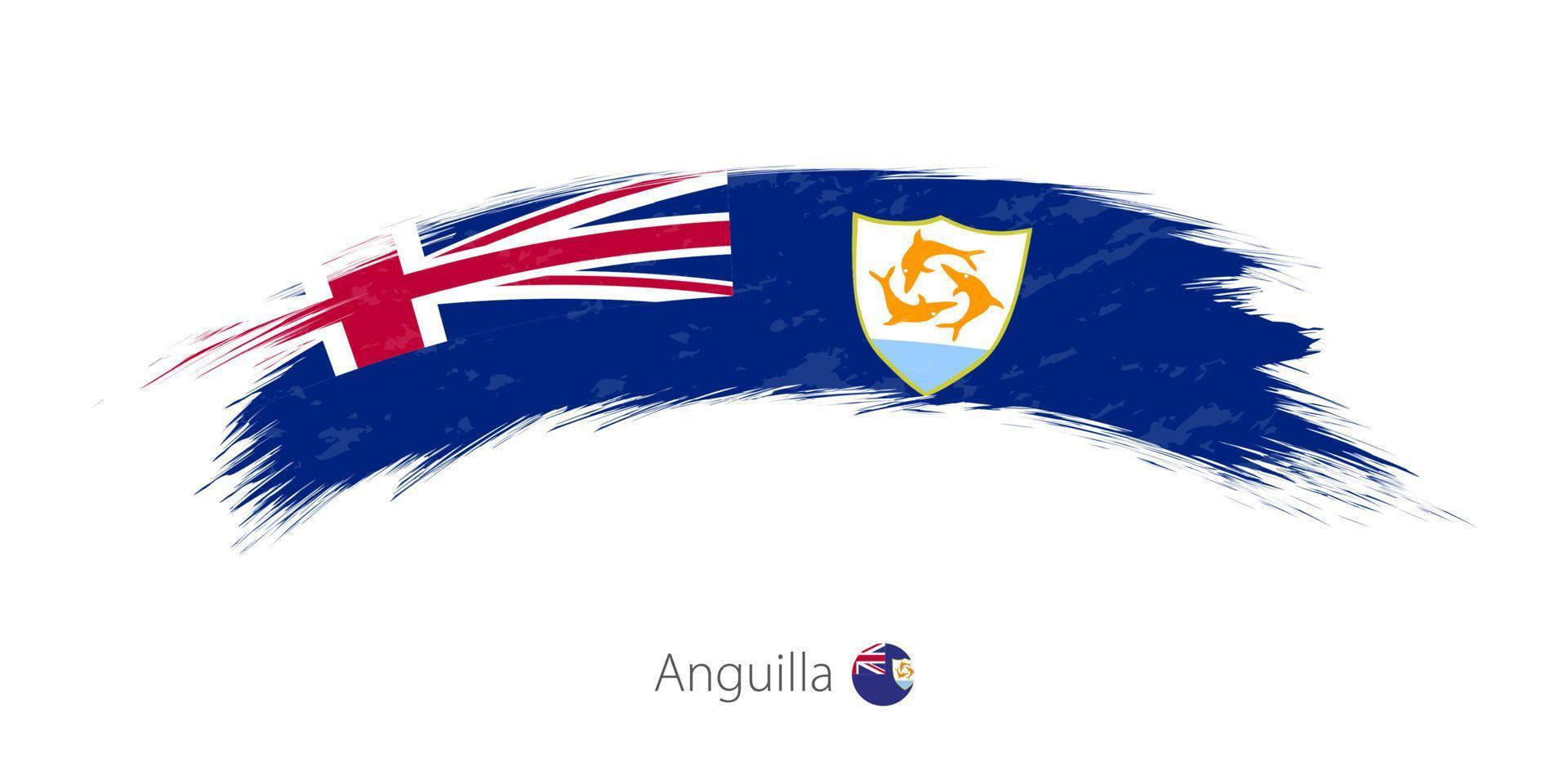 Flag of Anguilla in rounded grunge brush stroke. vector