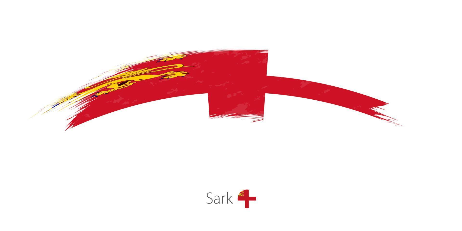 Flag of Sark in rounded grunge brush stroke. vector