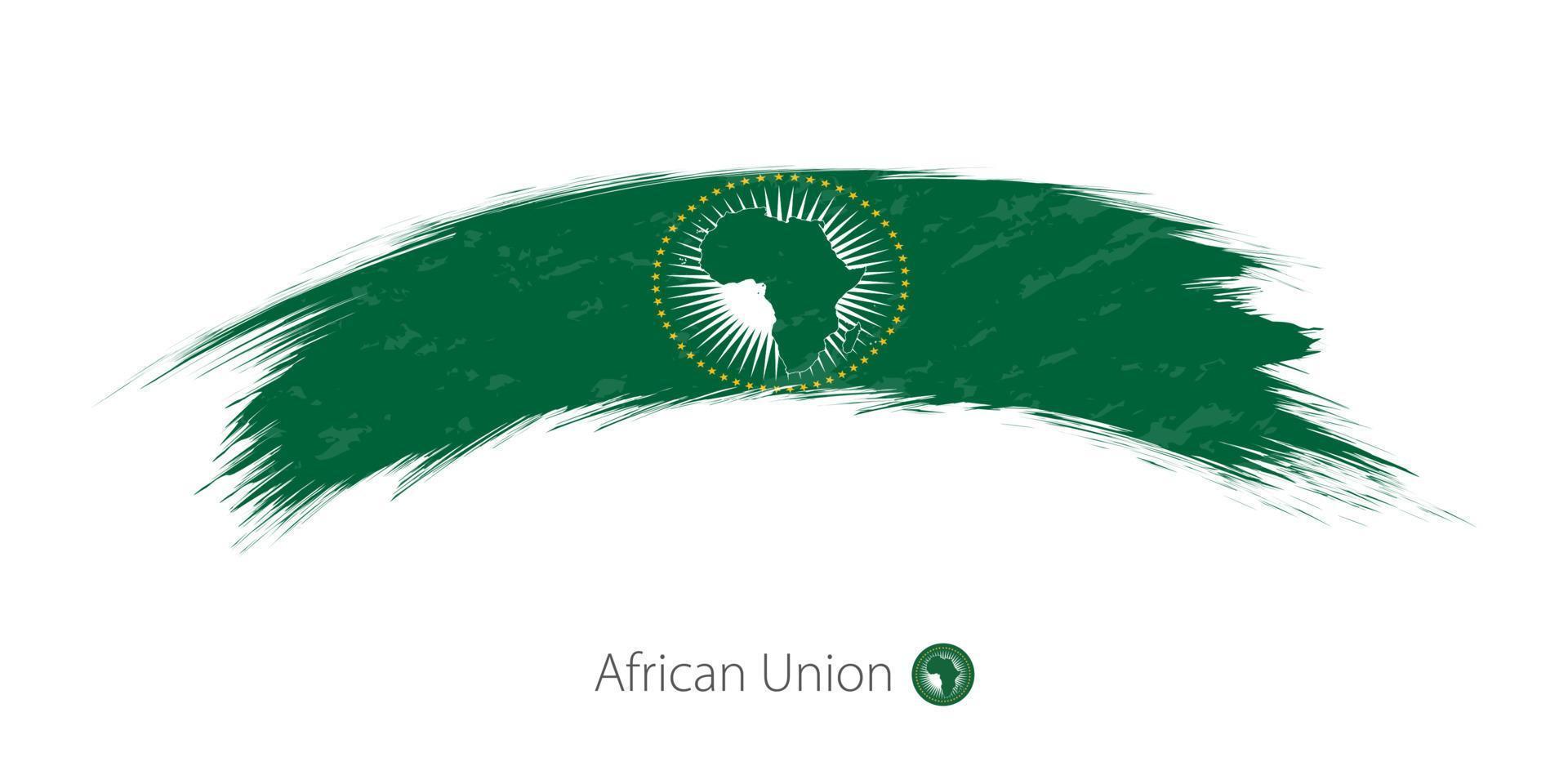 Flag of African Union in rounded grunge brush stroke. vector