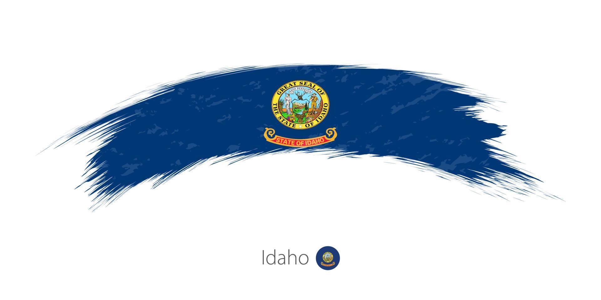 Flag of Idaho in rounded grunge brush stroke. vector