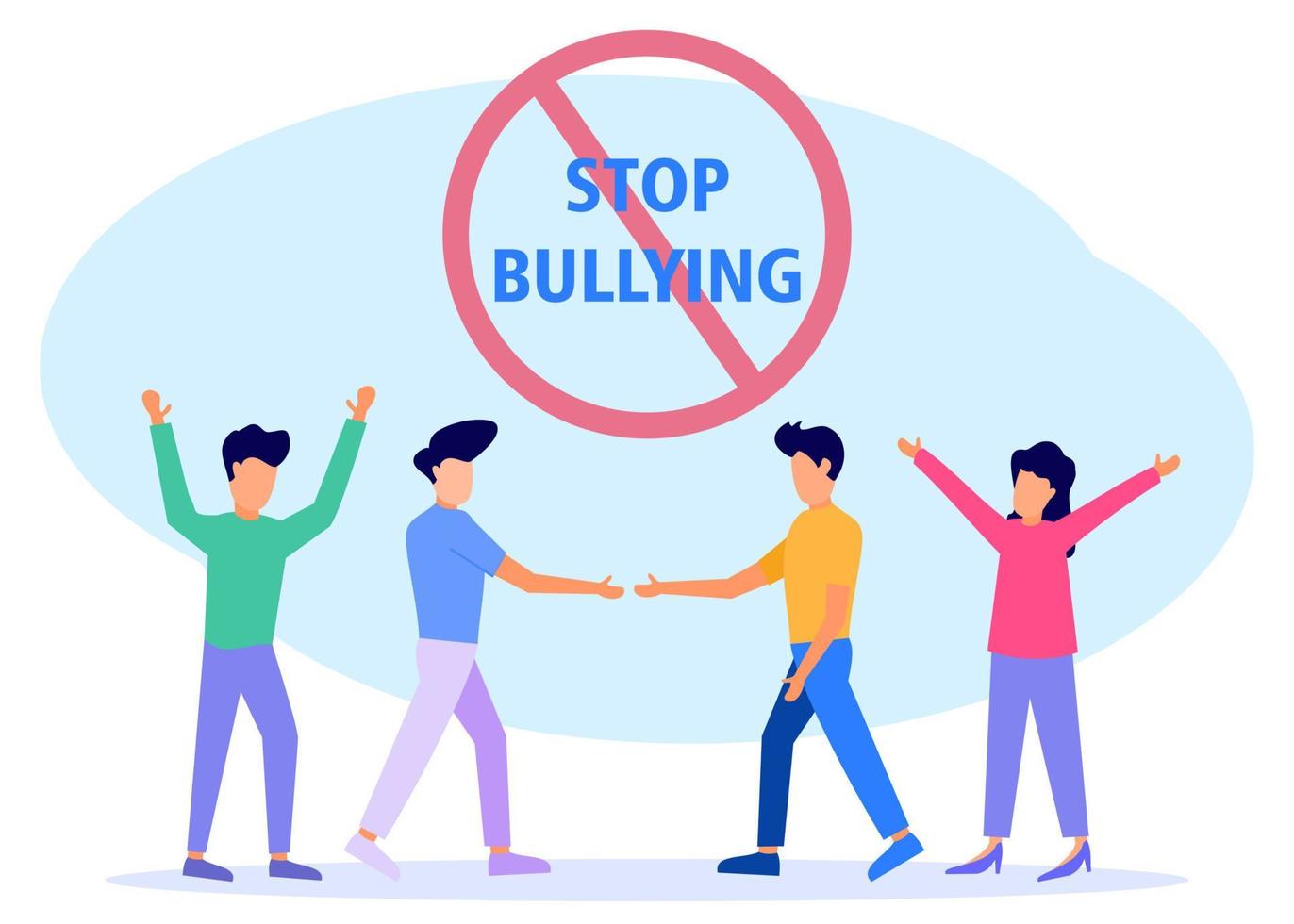 ilustración vectorial personaje de dibujos animados gráficos de stop bullying vector