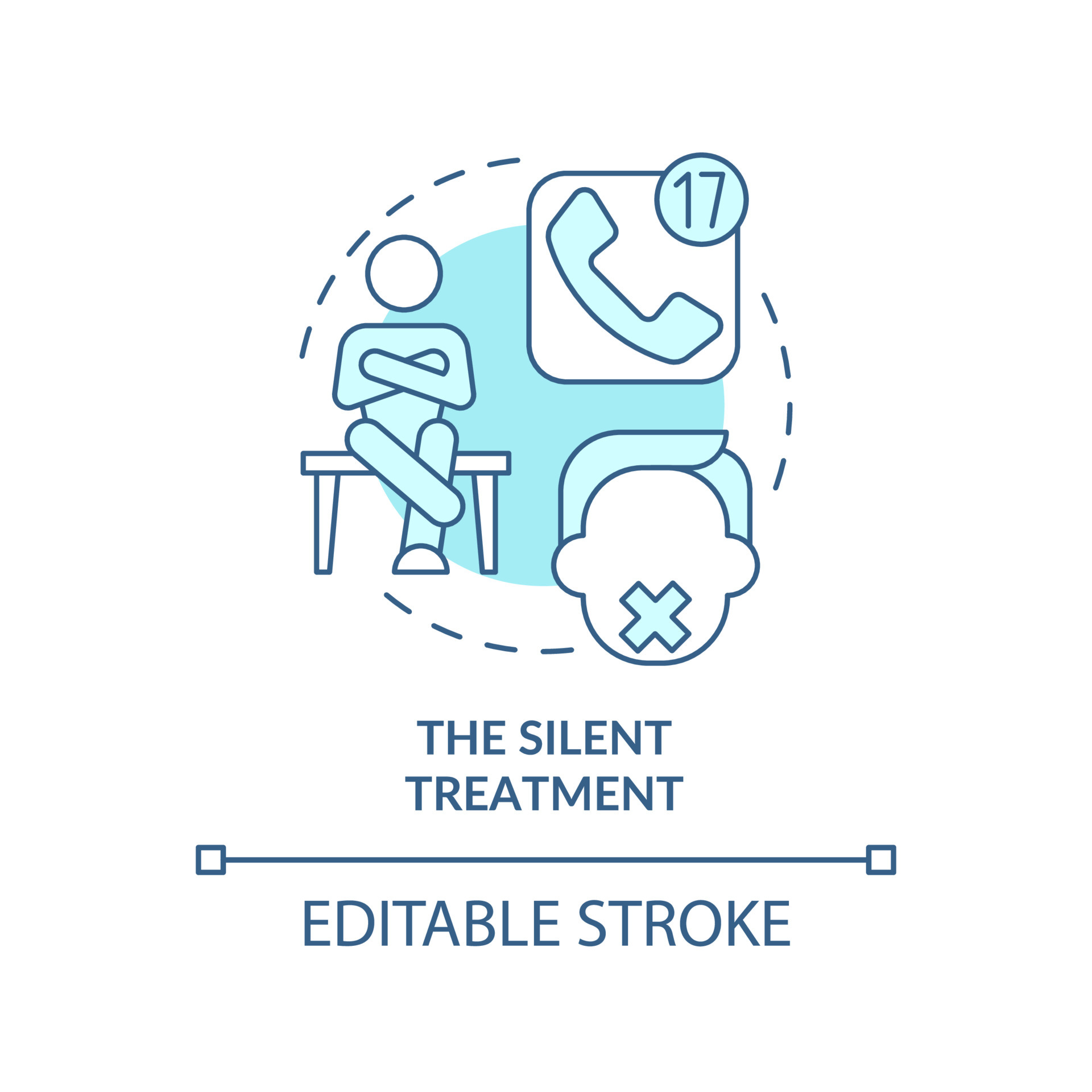 Silent treatment turquoise concept icon. Psychological manipulation