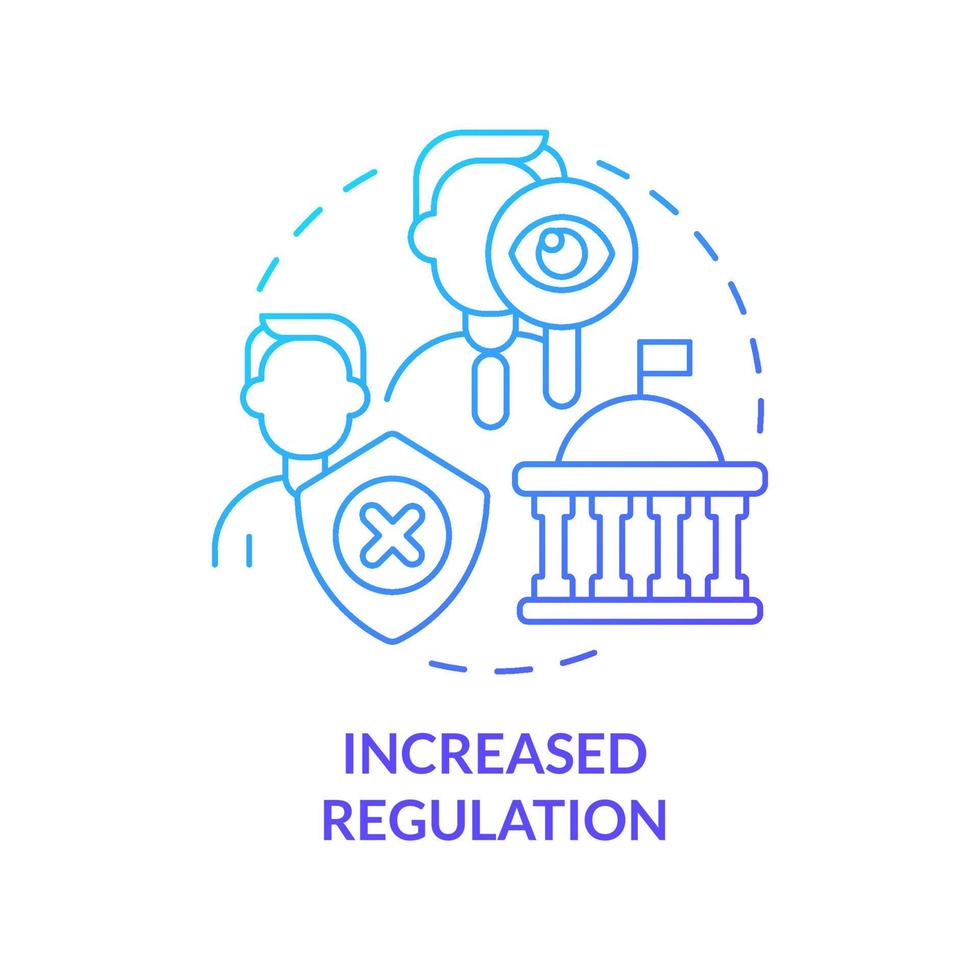 Increased regulation blue gradient concept icon. Crypto issue in future abstract idea thin line illustration. Investors and market protection. Isolated outline drawing. Myriad Pro-Bold font used vector