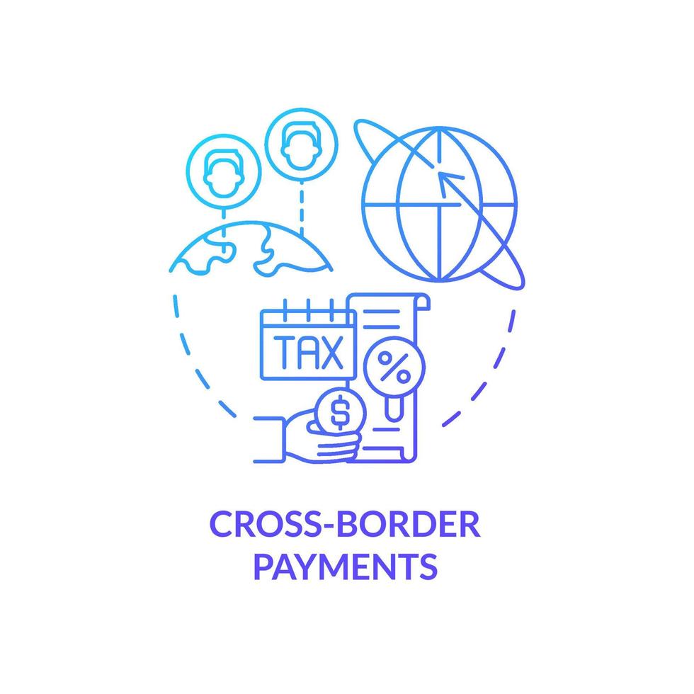 Cross-border payments blue gradient concept icon. Cryptocurrency advantage abstract idea thin line illustration. International money transfer. Isolated outline drawing. Myriad Pro-Bold font used vector