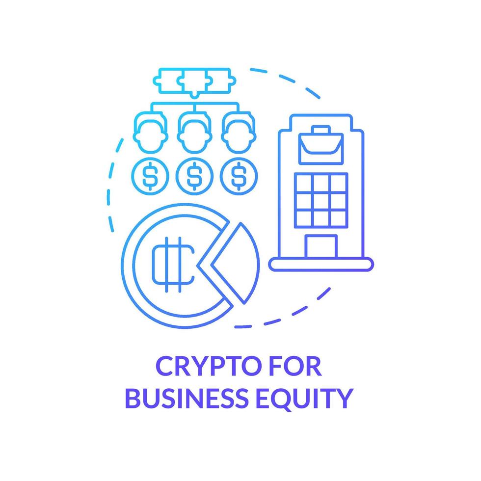 Crypto for business equity blue gradient concept icon. Cryptocurrency benefit in usage abstract idea thin line illustration. Profit-sharing option. Isolated outline drawing. Myriad Pro-Bold font used vector