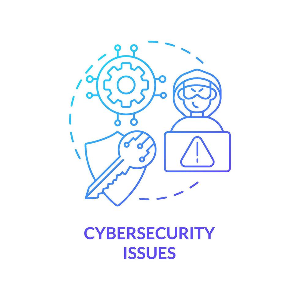 Cybersecurity issues blue gradient concept icon. Cryptocurrency disadvantage abstract idea thin line illustration. Ransomware attacks. Isolated outline drawing. Myriad Pro-Bold font used vector