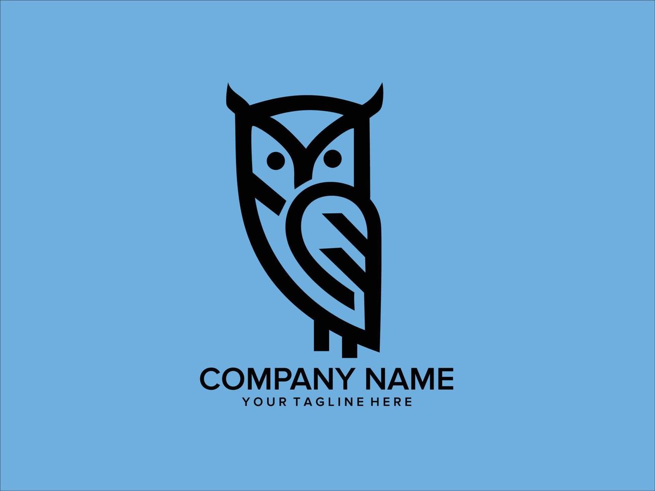 simple owl logo with black outline vector