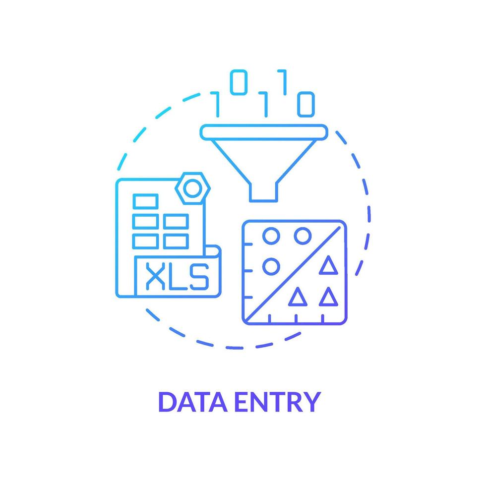 Data entry blue gradient concept icon. Information input. Data processing. Basic digital skills abstract idea thin line illustration. Isolated outline drawing. Myriad Pro-Bold fonts used vector