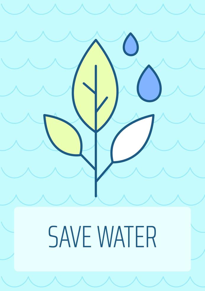 Save freshwater greeting card with color icon element. Save planet. Postcard vector design. Decorative flyer with creative illustration. Notecard with congratulatory message on blue